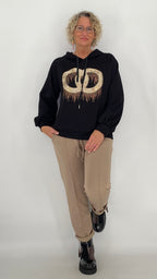 Sweatshirt mit Kapuze, bordo, schwarz, beige