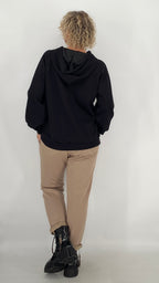 Sweatshirt mit Kapuze, bordo, schwarz, beige