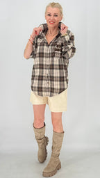 Lässige Karo-Bluse im Flanell-Look mit Brusttasche