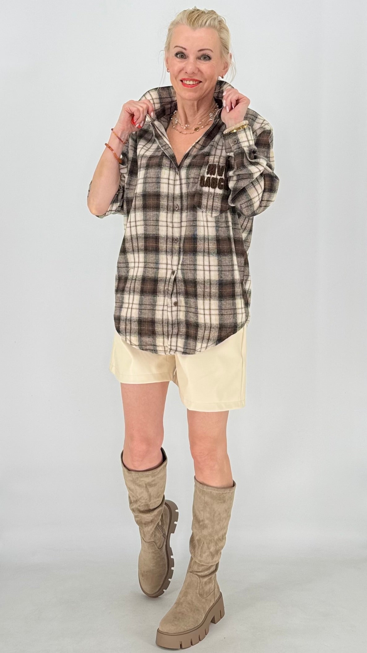 Lässige Karo-Bluse im Flanell-Look mit Brusttasche