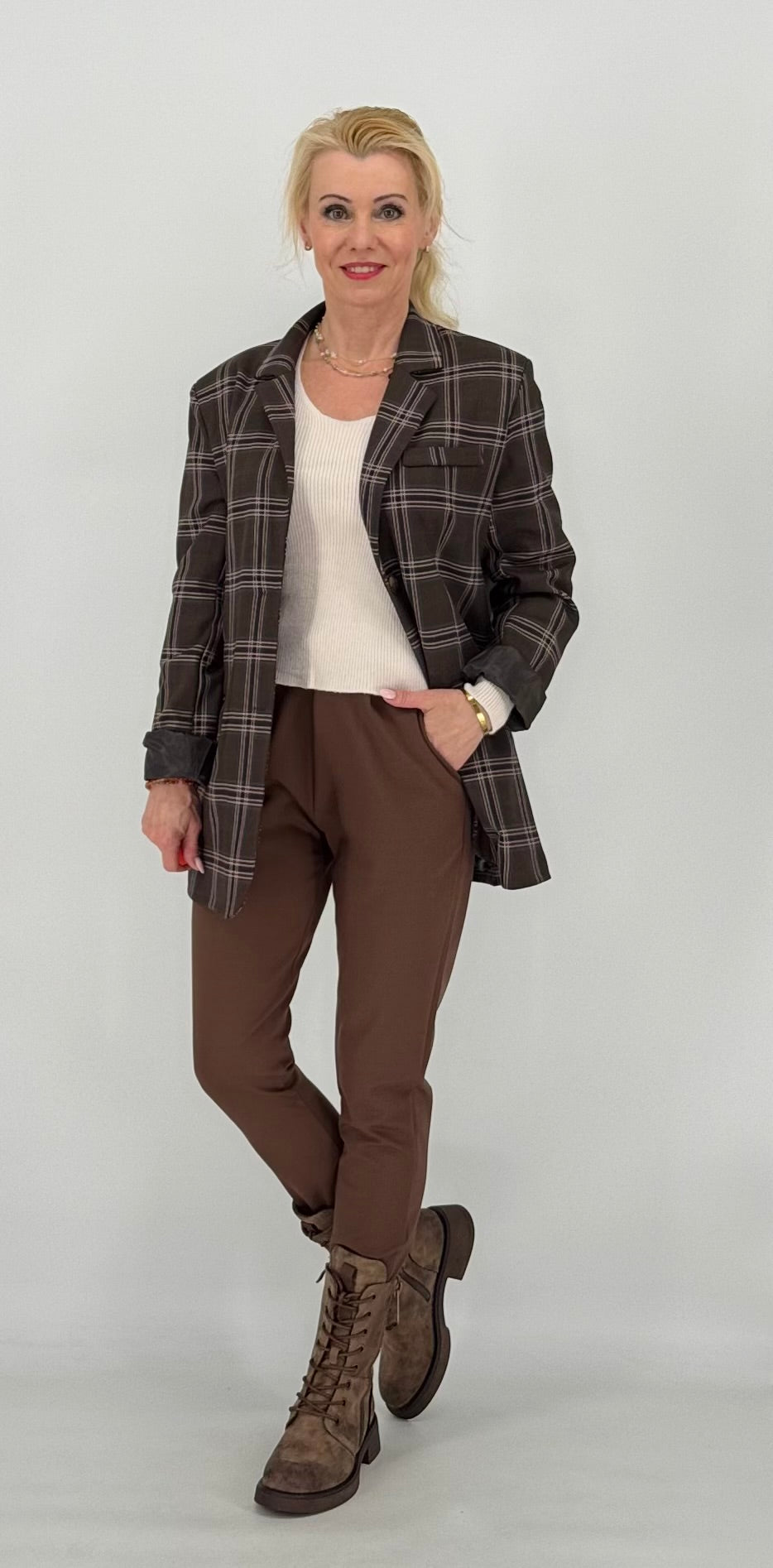 ESViViD Blazer kariert, braun