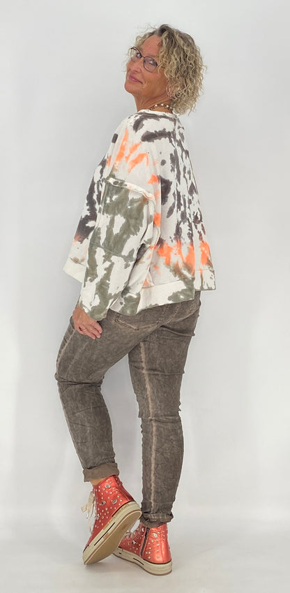 Sweatshirt "Bunt", orange, rosa, lila