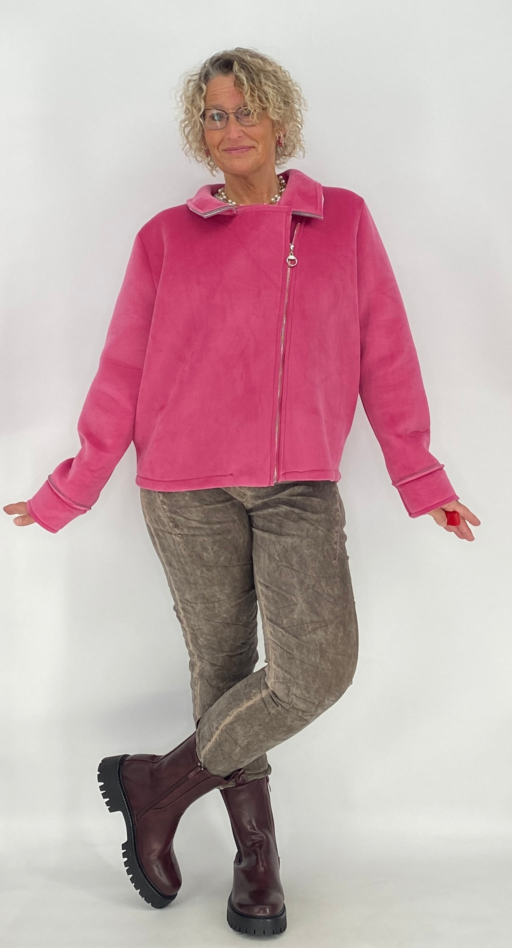 Jacke "City Style", schwarz, pink