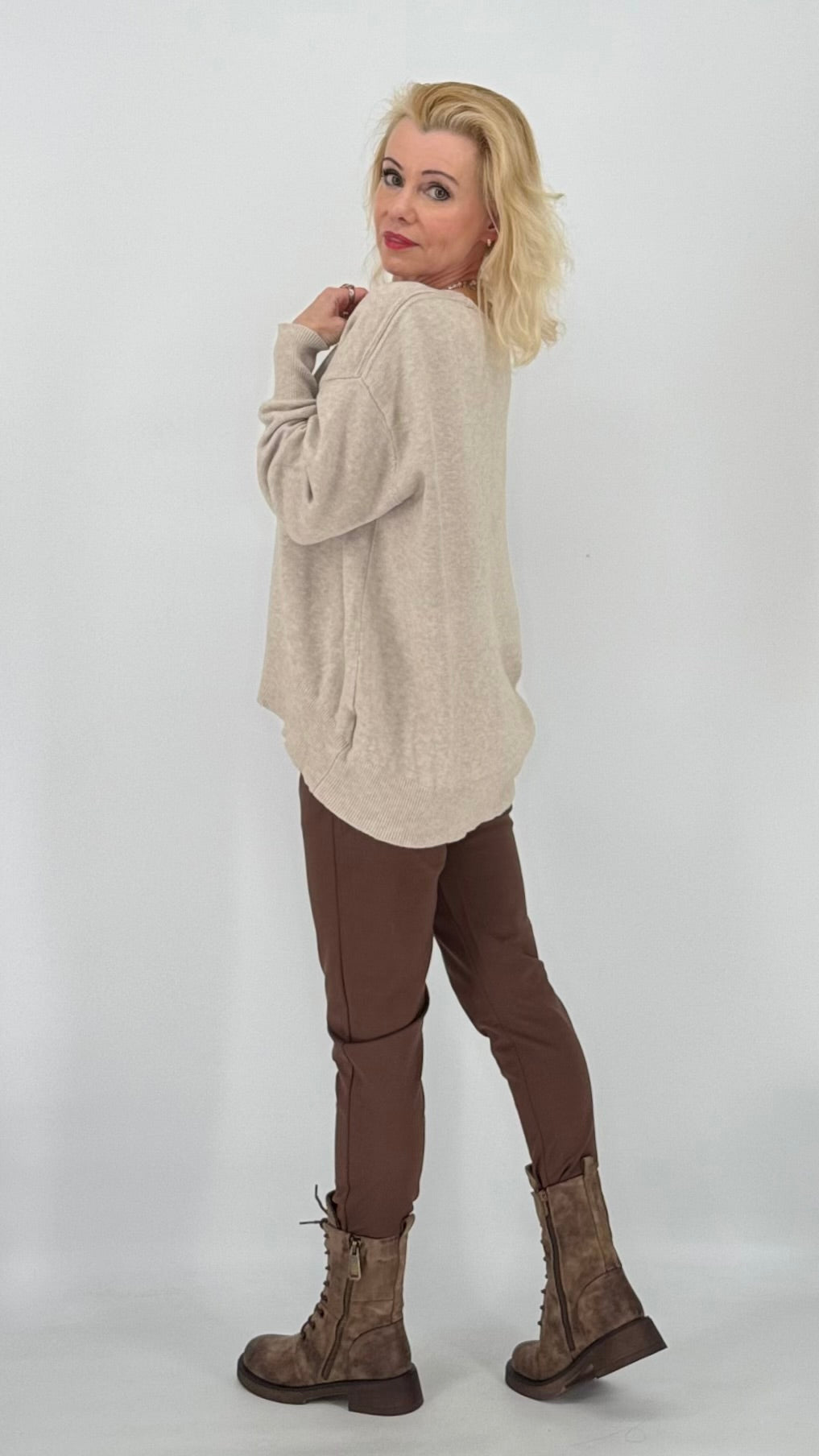 Pullover ESViViD in bordeaux, dunkelbraun, beige