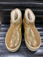 Winter Schuhe goldene Pailletten LS-771