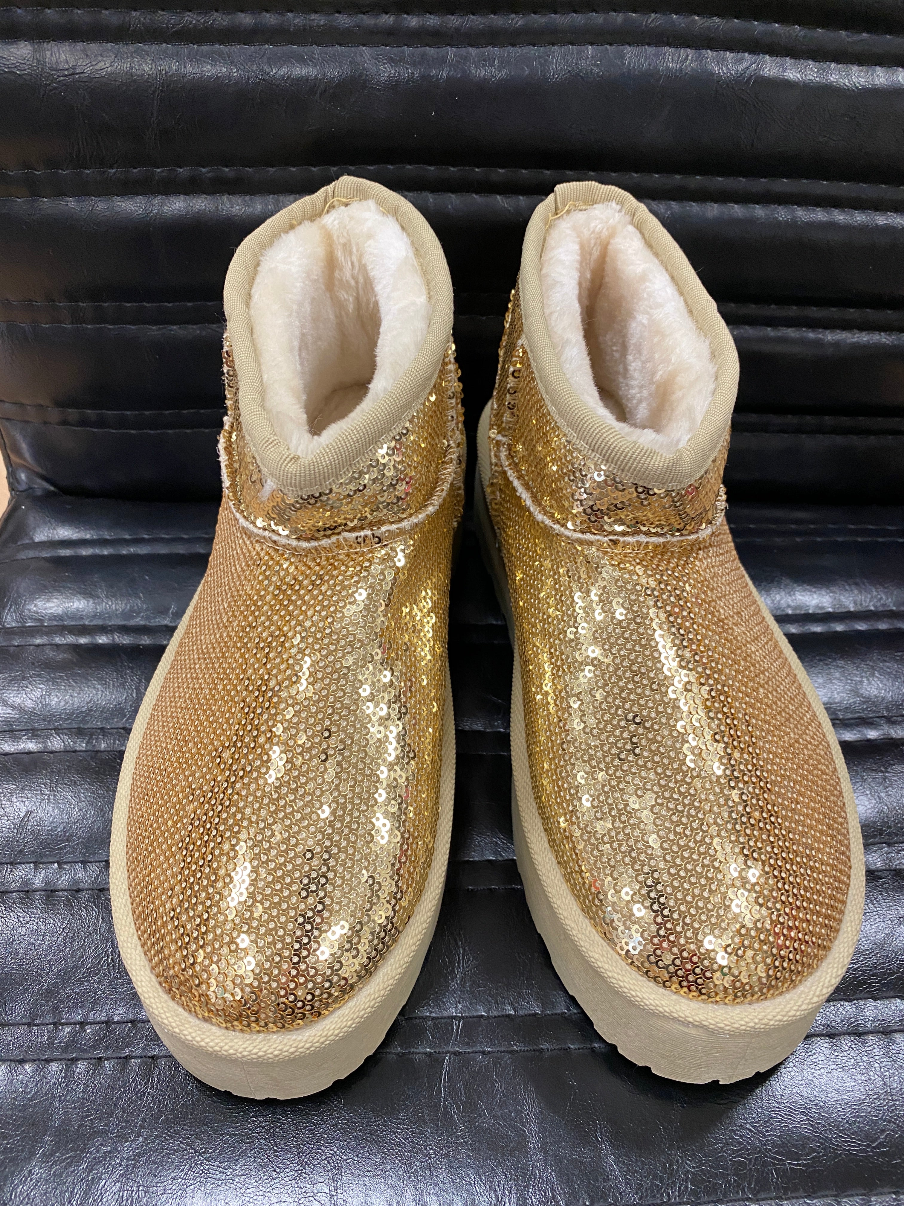 Winter Schuhe goldene Pailletten LS-771