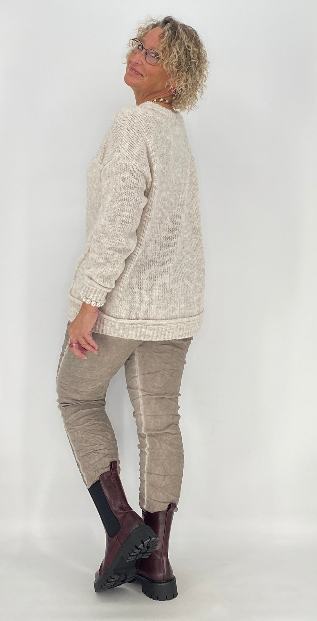 Pullover mit Wolle, orange, pink, beige, grau