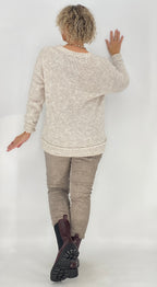 Pullover mit Wolle, orange, pink, beige, grau