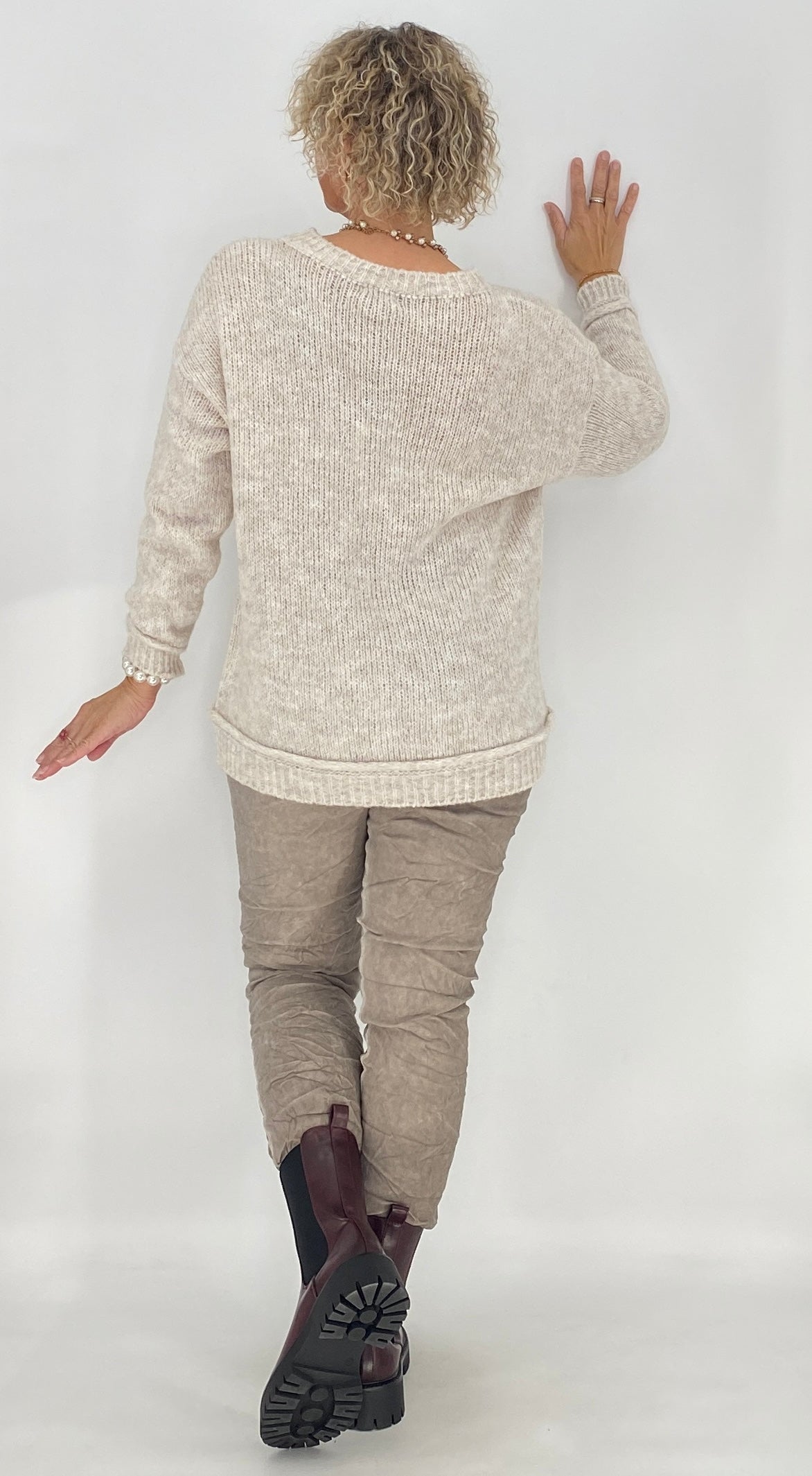 Pullover mit Wolle, orange, pink, beige, grau