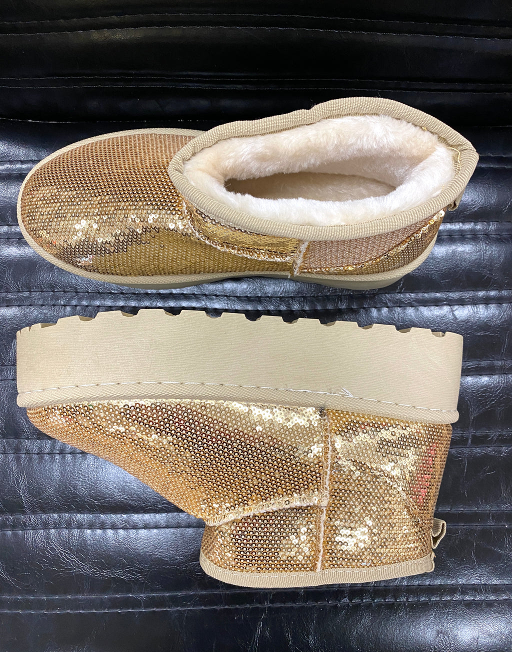 Winter Schuhe goldene Pailletten LS-771