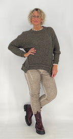 Pullover mit Wolle, orange, pink, beige, grau