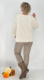 Sweatshirt "HAPPY", creme, braun