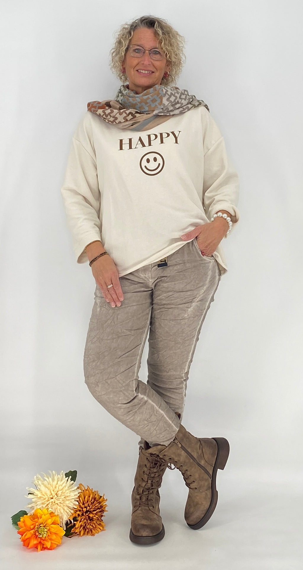 Jogpants mit Gürtel, braun, grau, taupe