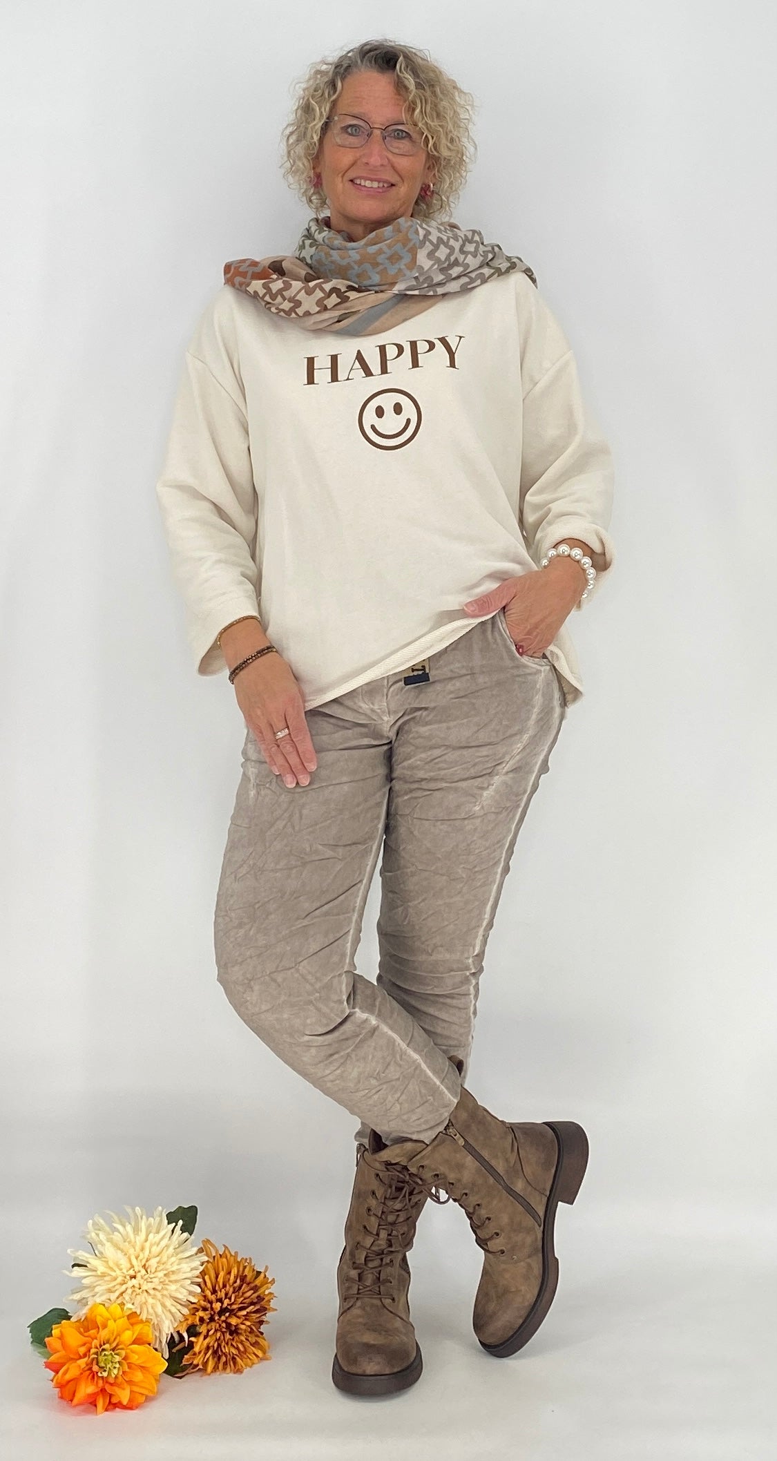 Jogpants mit Gürtel, braun, grau, taupe