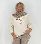 Sweatshirt "HAPPY", creme, braun