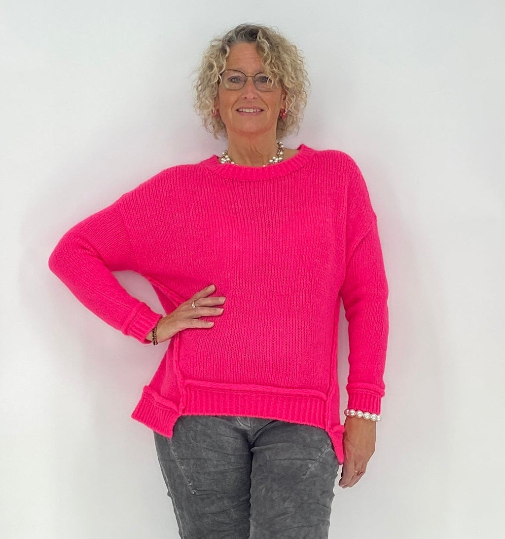Pullover mit Wolle, orange, pink, beige, grau