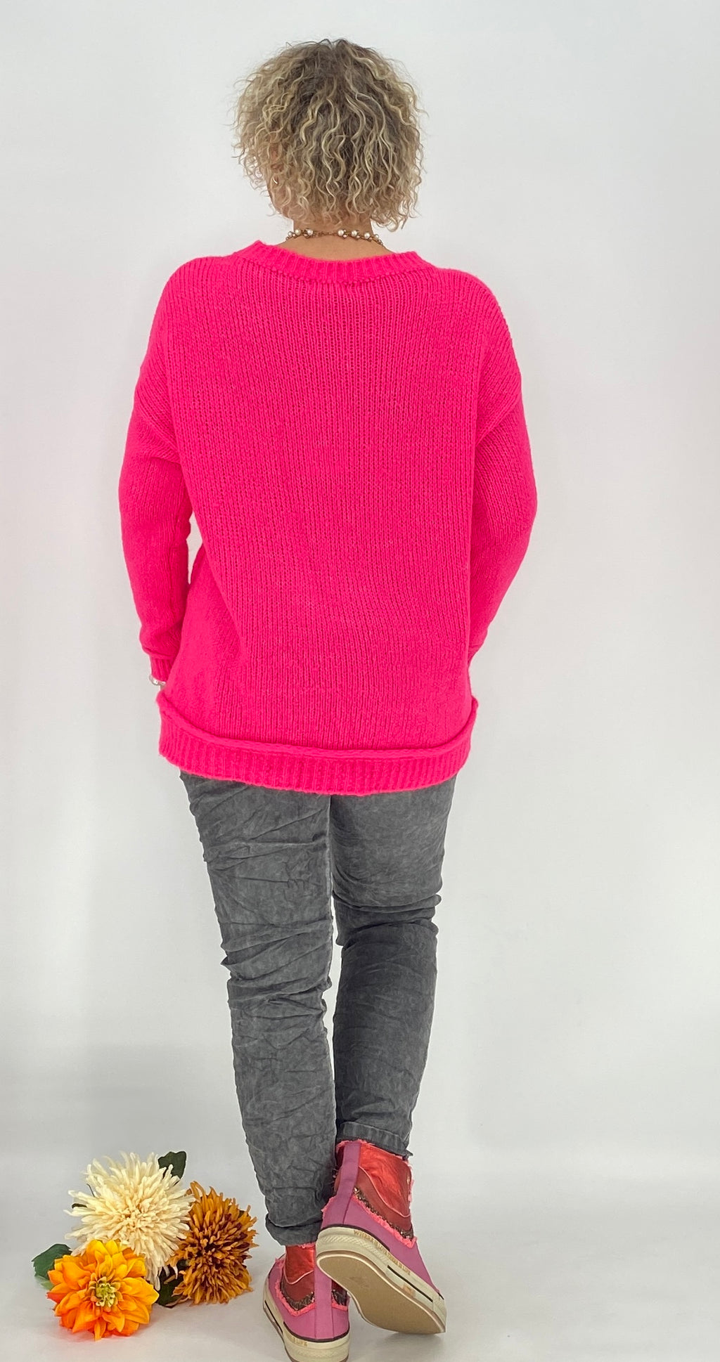 Pullover mit Wolle, orange, pink, beige, grau