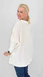 Lässiges Sweatshirt mit Tiger & Krone Frontprint in Weiß