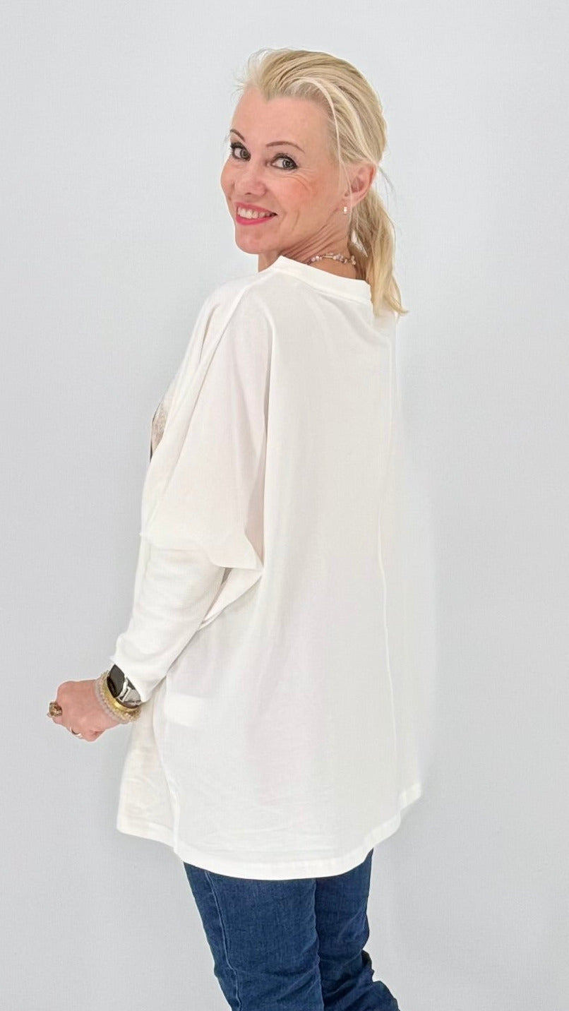 Lässiges Sweatshirt mit Tiger & Krone Frontprint in Weiß