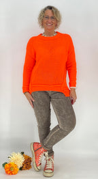 Pullover mit Wolle, orange, pink, beige, grau