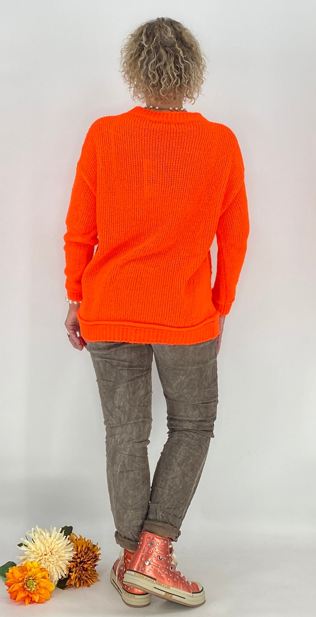 Pullover mit Wolle, orange, pink, beige, grau