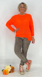 Pullover mit Wolle, orange, pink, beige, grau