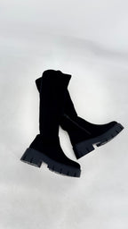 Chunky Stretch Stiefel in Schwarz