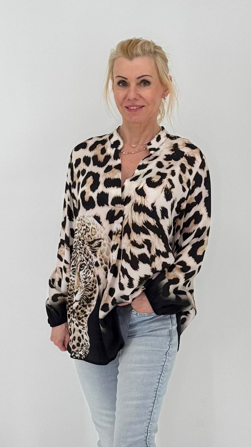 Bluse aus leichtem Leoton