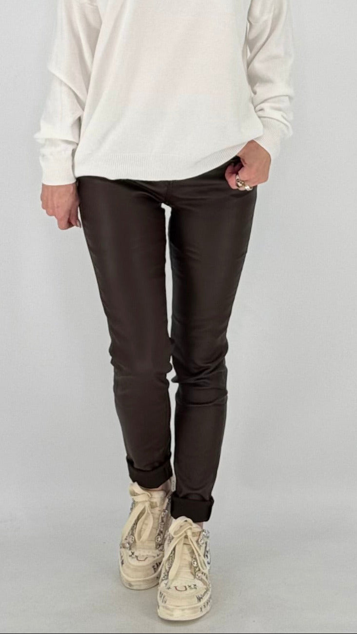 Lederimitat Hose ESViViD, braun, beige, schwarz