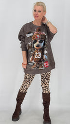 Oversized Sweatshirt mit Statement-Print, Braun
