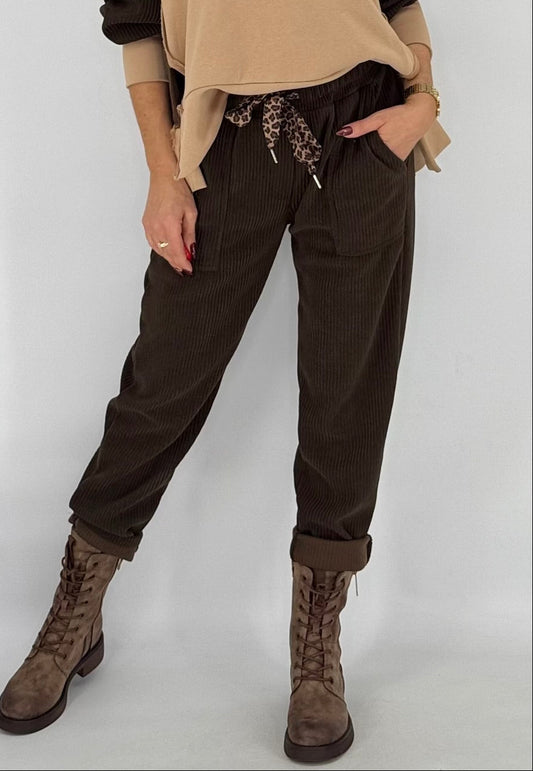Jogpants Feincord/Velours, braun/beige