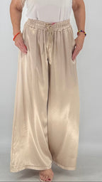 Elegante Palazzo Hose 100% Viskose, in Beige