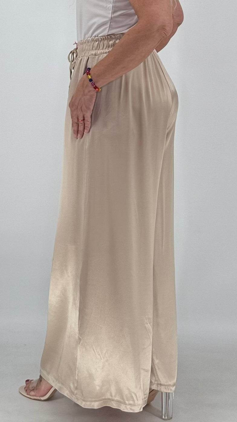 Elegante Palazzo Hose 100% Viskose, in Beige