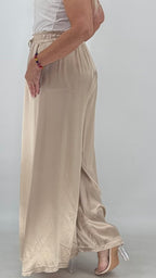Elegante Palazzo Hose 100% Viskose, in Beige