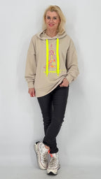 Sweatshirt "Namaste" mit Kapuze in schwarz, grün, beige