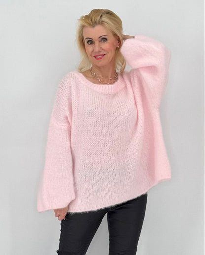 Kuscheliger Pullover in pink ,creme, yellow
