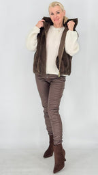 Bequeme Stretch-Röhrenhose / Treggings – Braun & Grün