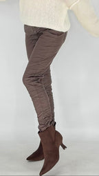 Bequeme Stretch-Röhrenhose / Treggings – Braun & Grün