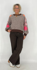 Pullover mit Wolle, braun, beige, blau