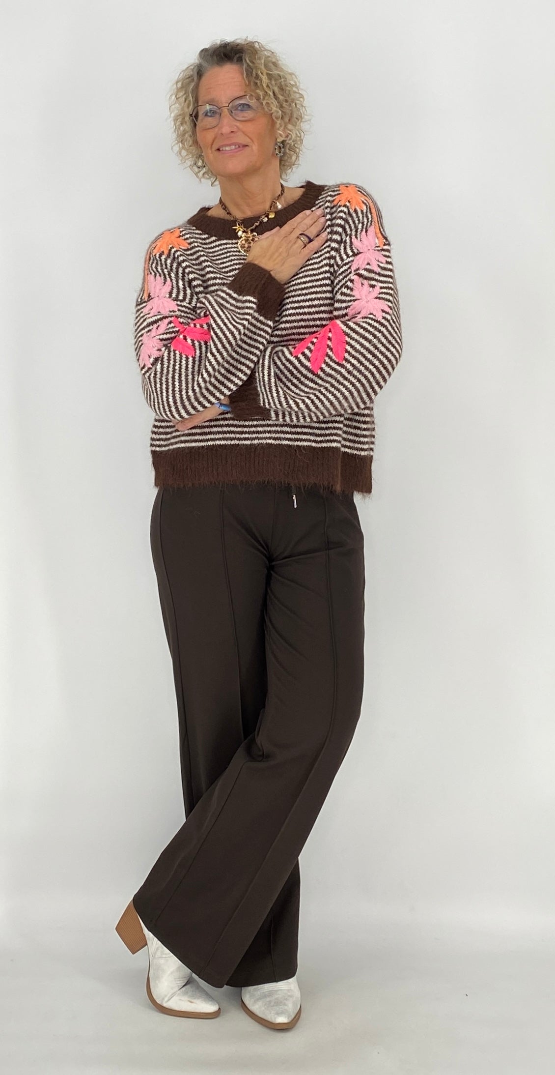 Pullover mit Wolle, braun, beige, blau