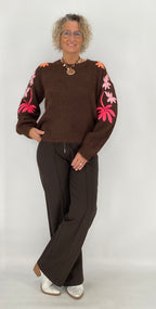 ESViViD Hose mit genähter Bügelfalte, dunkelbraun