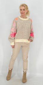Pullover mit Wolle, braun, beige, blau