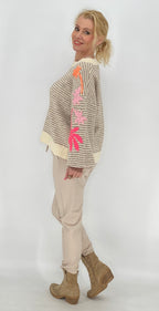 Pullover mit Wolle, braun, beige, blau