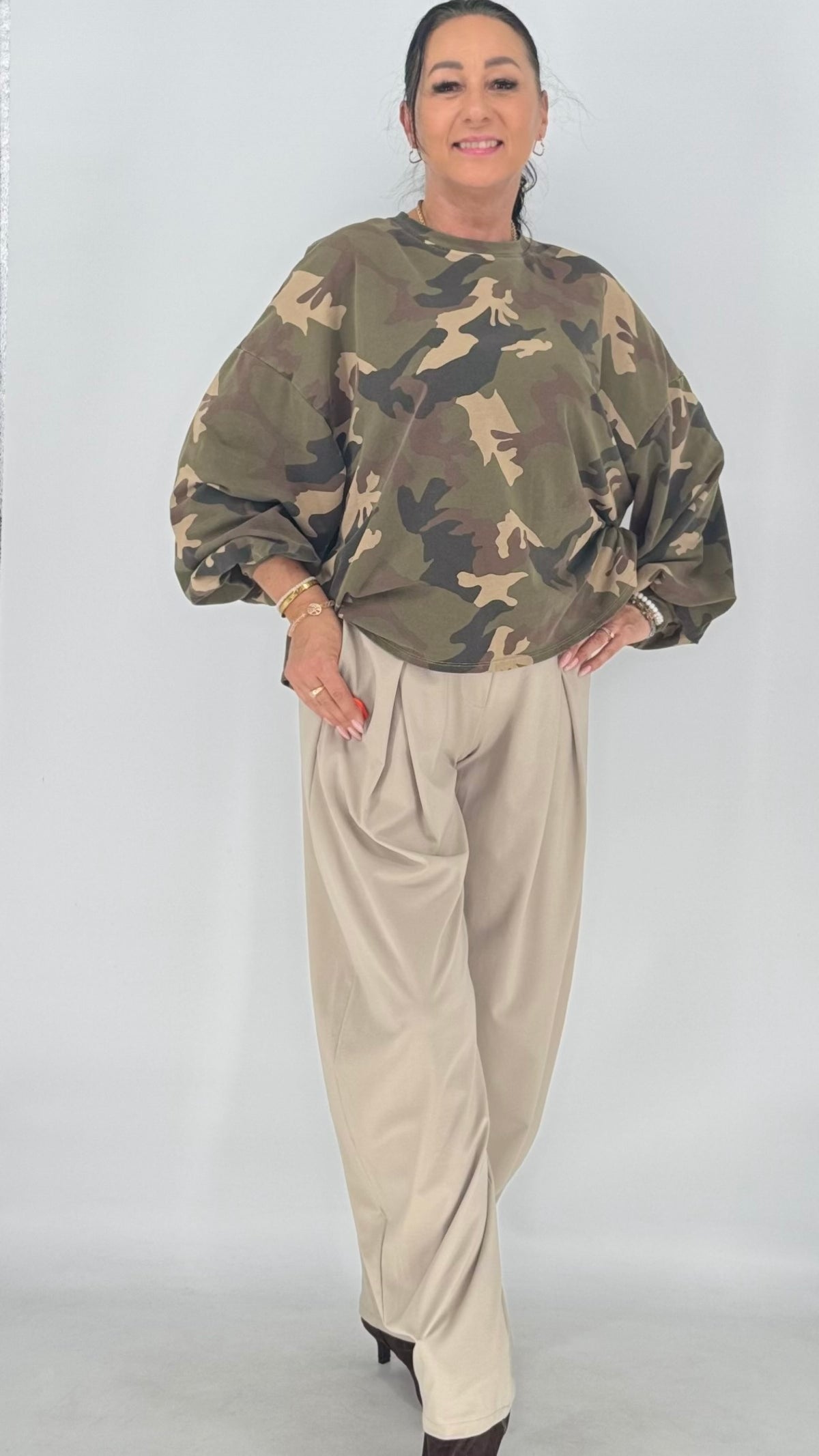 Elegante Stoffhose in Beige