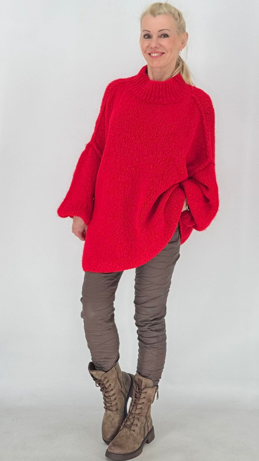 Strickpullover „Cozy Oversize“ Taupe, Rot, Pink