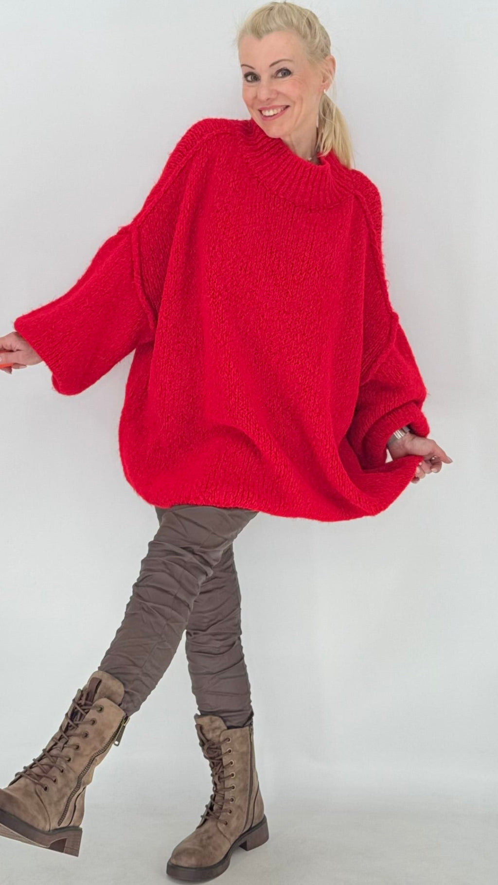 Strickpullover „Cozy Oversize“ Taupe, Rot, Pink