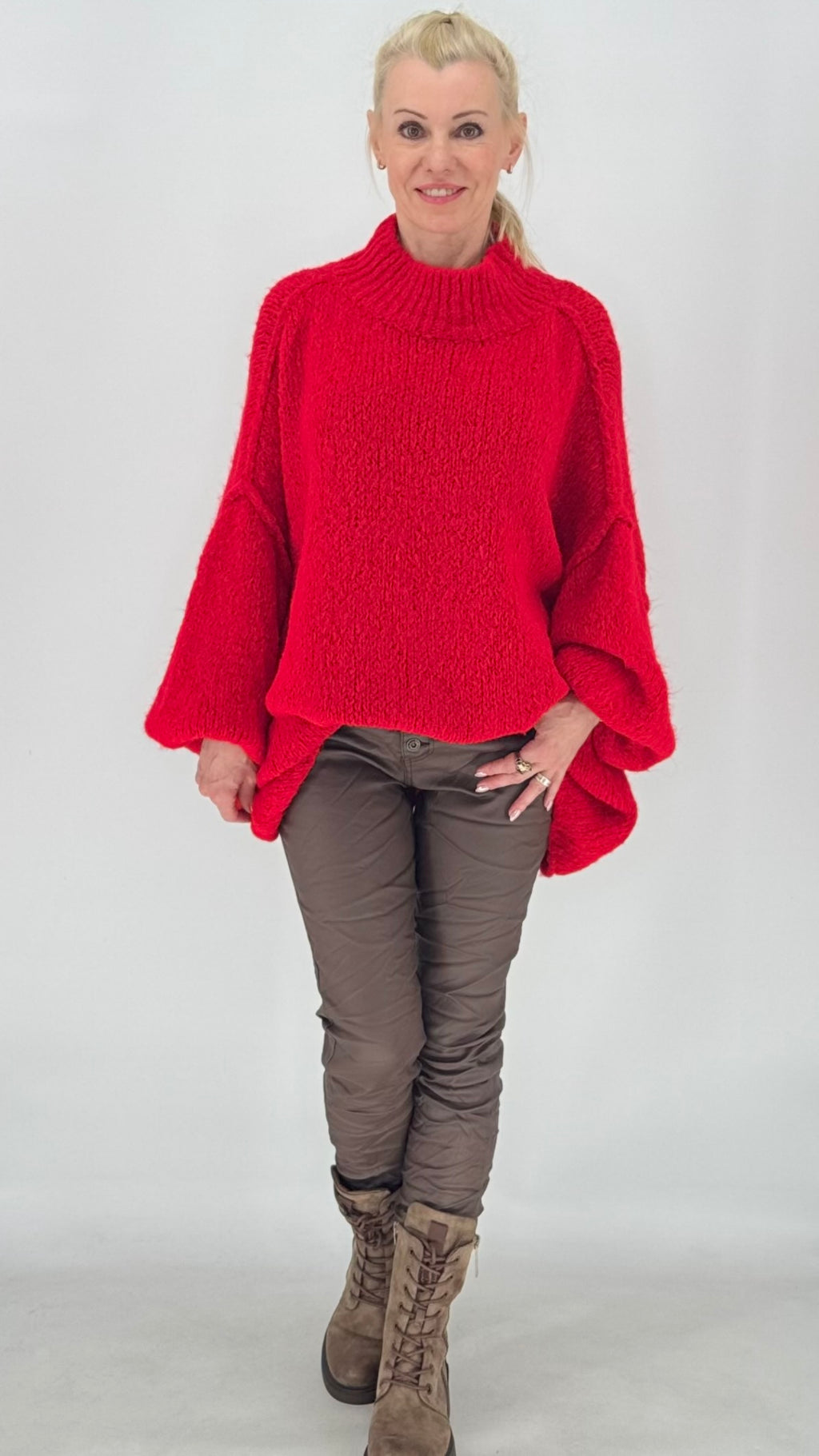 Strickpullover „Cozy Oversize“ Taupe, Rot, Pink