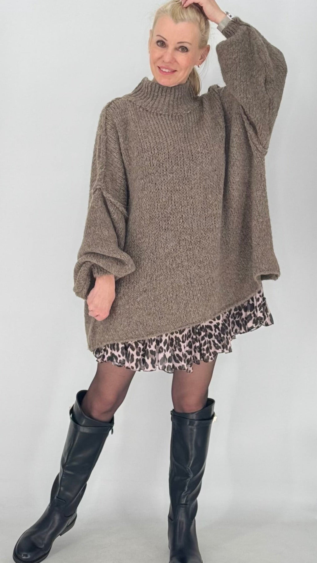 Strickpullover „Cozy Oversize“ Taupe, Rot, Pink