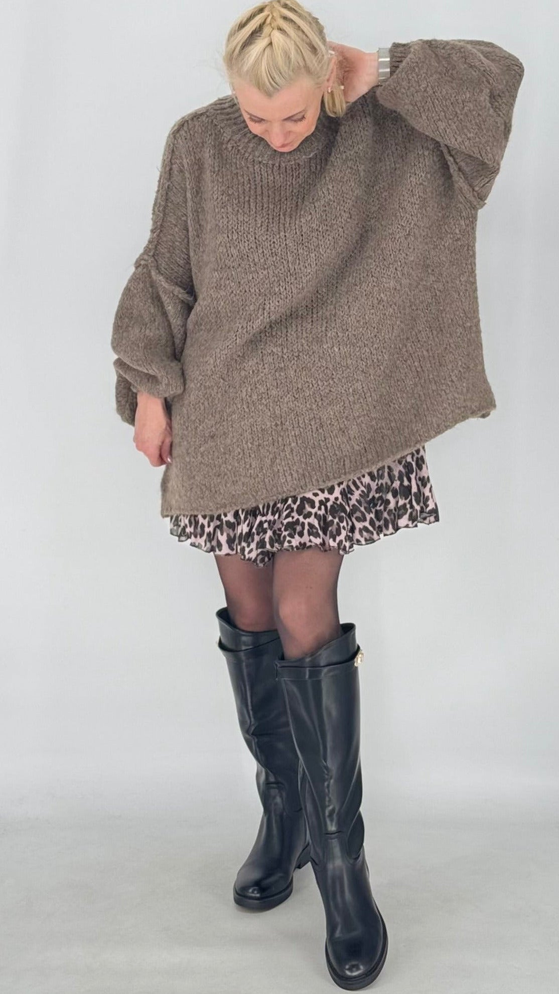 Strickpullover „Cozy Oversize“ Taupe, Rot, Pink