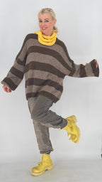 Lässige Sweat-Hose im Washed-Patchwork-Look – Taup/Braun